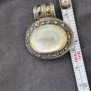 Sterling Silver Pendant with genuine Mother of Pearl and Marcasite